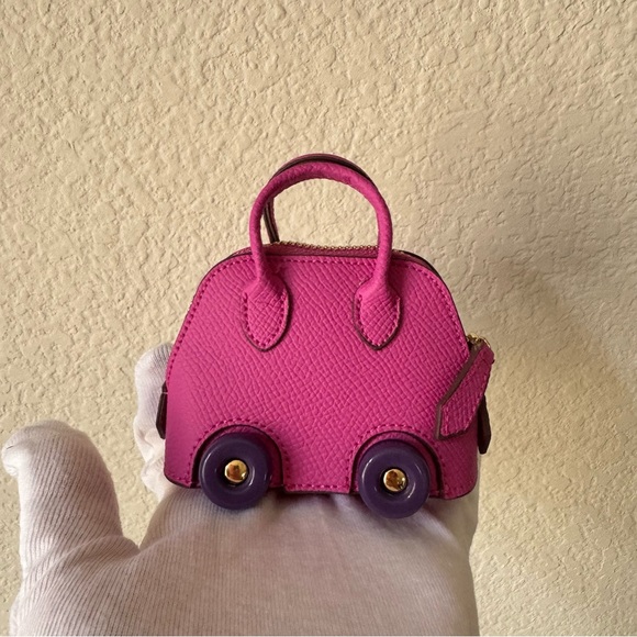 PU | Fuchsia Purple Micro Bowling Bolide Purse Bag Charm w/ Wheels Headphones - Picture 3 of 9